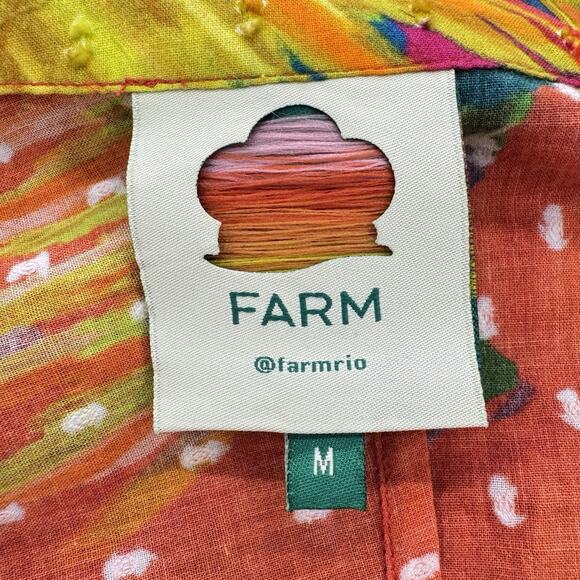 Farm Rio Womens Urgan Jungle Tie-Front Top Size M Colorful Tropical Resort Beach - Picture 2 of 16